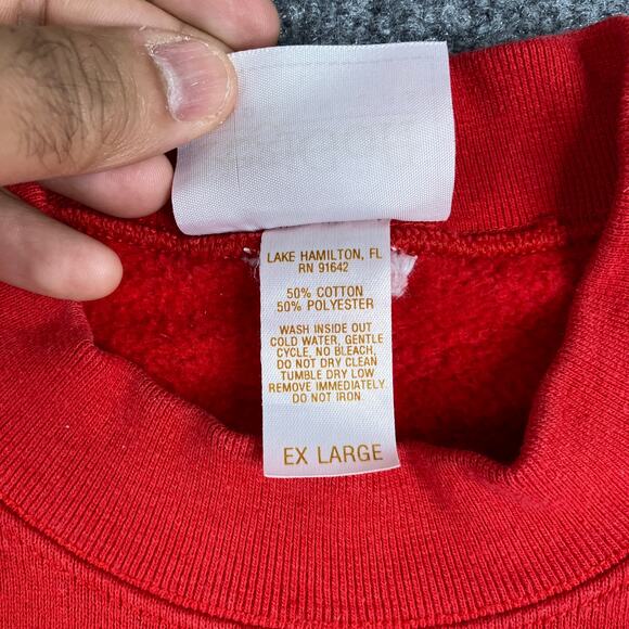 Pegi Goff Sweatshirt Womens XL Red Bowling Pins Ball Graphic Crewneck Retro - Picture 4 of 8